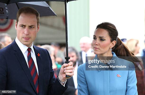 Catherine, Duchess of Cambridge and Prince William, Duke of Cambridge attend the "Knights of the Sky" exhibition at Omaka Aviation Heritage Centre in...