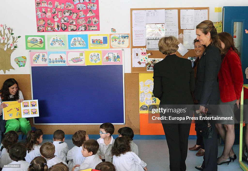 Princess Elena of Spain Attends Tres Olivos School