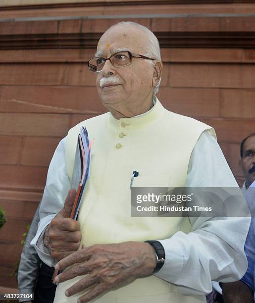 Senior BJP leader LK Advani after attending the Parliament Monsoon Session on August 12, 2015 in New Delhi, India. A blast from the past and...