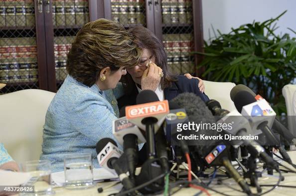 Attorney Gloria Allred comforts Linda Ridgeway Whitedeer, one of two ...