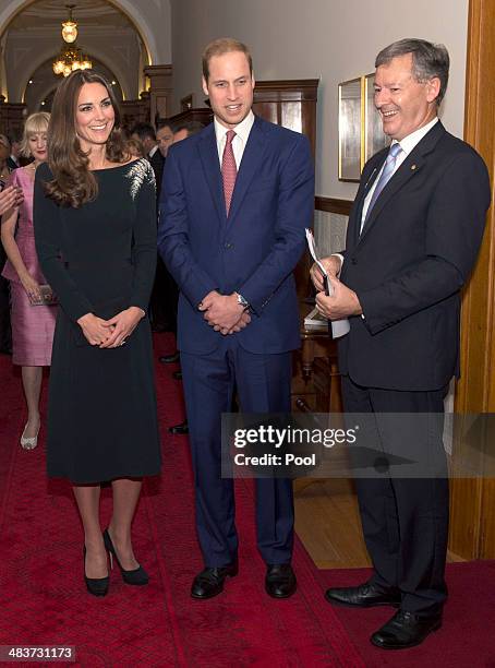 Catherine, Duchess of Cambridge and Prince William, Duke of Cambridge attend an art unveiling of a portrait of Queen Elizabeth II by New Zealand...