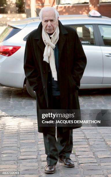 Journalist, writer and founder of the French news magazine Nouvel Observateur Jean Daniel arrives at the funeral of French author Regine Deforges on...