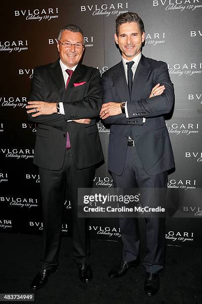 Eric Bana and Bvlgari CEO Jean-Christophe Babin attend the 130th Anniversary of Bvlgari Gala Dinner on April 10, 2014 in Sydney, Australia.