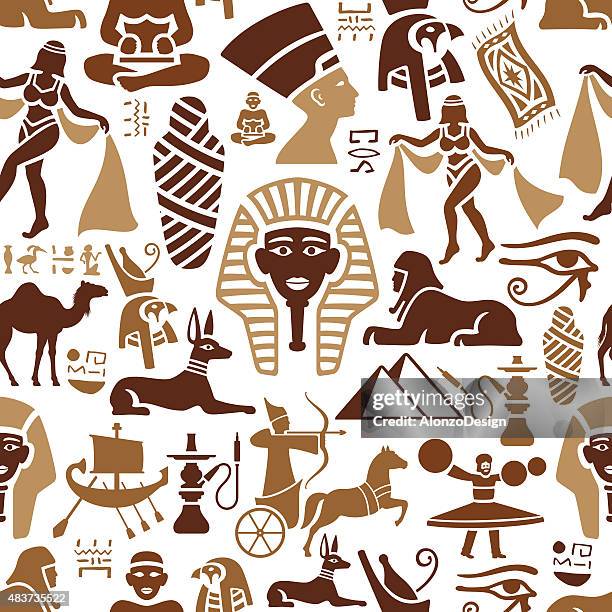 egyptian pattern - pyramid shape stock illustrations