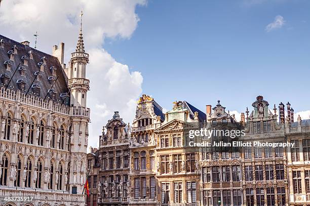 guildhall facades in the grand place. - grand place stock-fotos und bilder