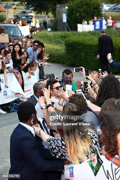 Actor Zac Efron arrives at the 'We Are Your Friends' Premiere at Kinepolis on August 12, 2015 in Lille, France.