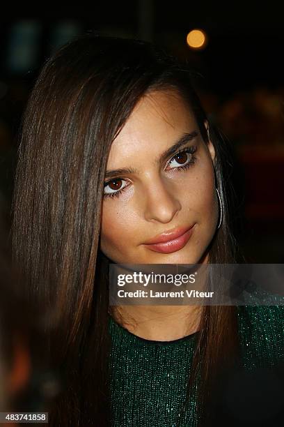 Actress Emily Ratajkowski attends the 'We Are Your Friends' Premiere at Kinepolis on August 12, 2015 in Lille, France.