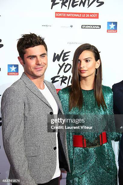 Actor Zac Efron and Actress Emily Ratajkowski attend the 'We Are Your Friends' Premiere at Kinepolis on August 12, 2015 in Lille, France.