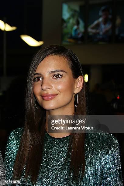 Actress Emily Ratajkowski attends the 'We Are Your Friends' Premiere at Kinepolis on August 12, 2015 in Lille, France.