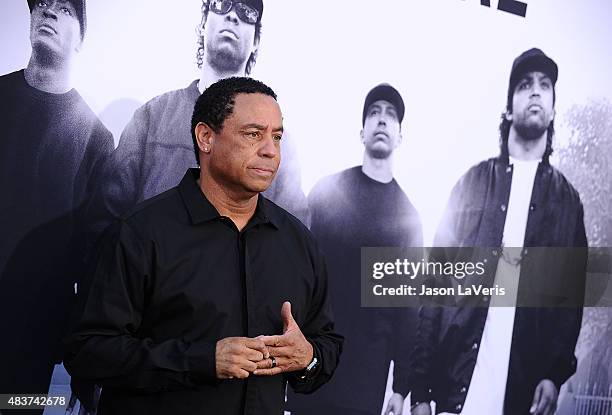 Antoine Carraby aka DJ Yella attends the premiere of "Straight Outta Compton" at Microsoft Theater on August 10, 2015 in Los Angeles, California.