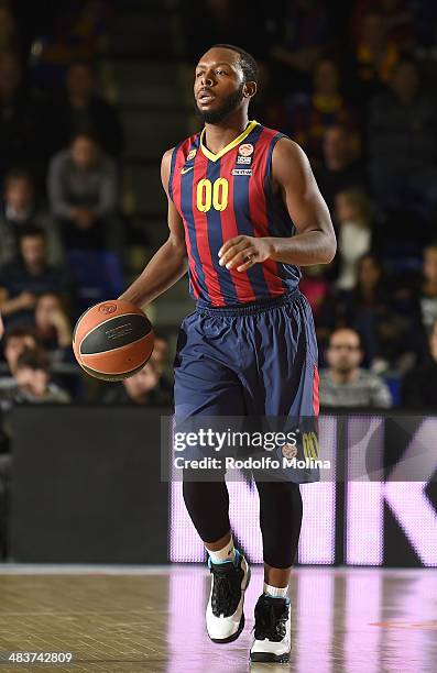 Jacob Pullen, #00 of FC Barcelona in action during the 2013-2014 Turkish Airlines Euroleague Top 16 Date 12 game between FC Barcelona Regal v...