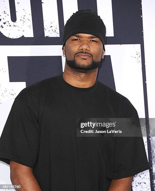 Actor Damien Dante Wayans attends the premiere of "Straight Outta Compton" at Microsoft Theater on August 10, 2015 in Los Angeles, California.