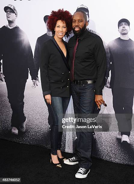 Producer Lyn Talbert and playwright David E. Talbert attend the premiere of "Straight Outta Compton" at Microsoft Theater on August 10, 2015 in Los...