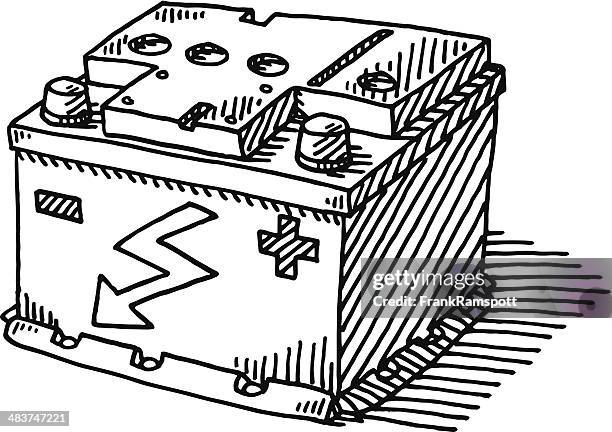 car battery drawing - car battery stock illustrations