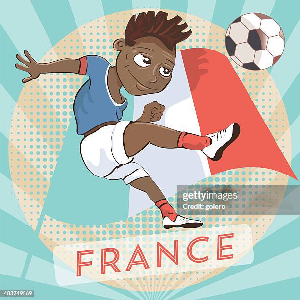 french soccer player - kicking-soccer-ball-clip-art stock illustrations
