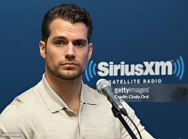 Actor Henry Cavill takes part in SiriusXM's Entertainment Weekly Radio 'The Man from U.N.C.L.E.' Town Hall with Guy Ritchie, Henry Cavill and Armie...