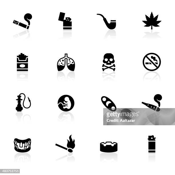 black symbols - smoking - tobacco crop stock illustrations