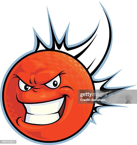 stockillustraties, clipart, cartoons en iconen met dodgeball grin - playing dodgeball
