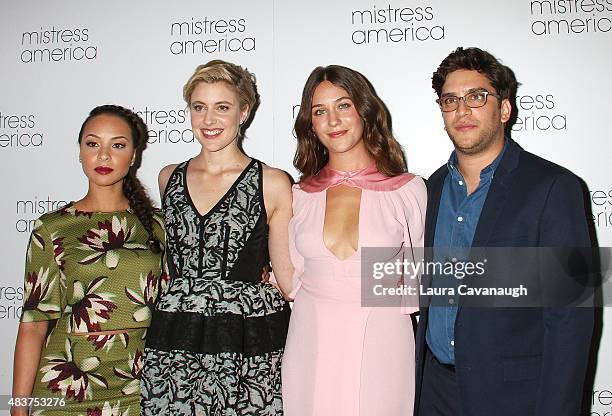 Jasmine Cephas Jones, Greta Gerwig, Lola Kirke and Matthew Shear attend the "Mistress America" New York Premiere at Landmark Sunshine Cinema on...