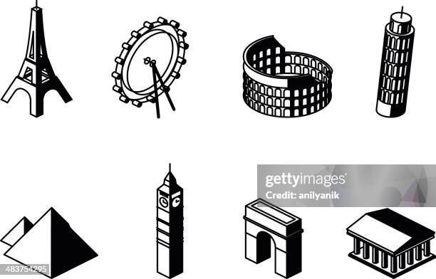 landmarks - clock tower stock illustrations
