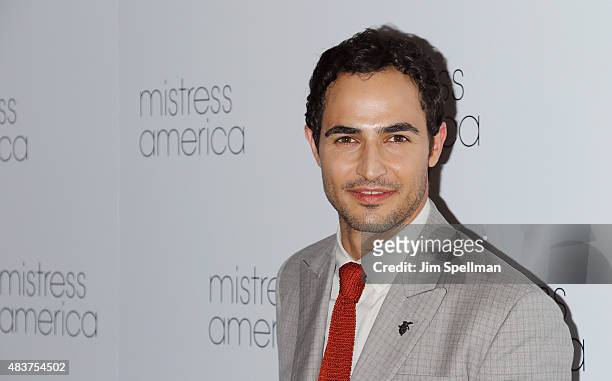 Designer Zac Posen attends the "Mistress America" New York premiere at Landmark Sunshine Cinema on August 12, 2015 in New York City.