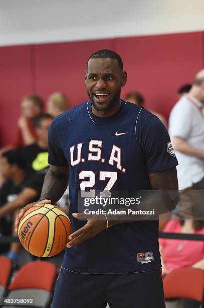 LeBron James of USA Mens National Team participates in minicamp at UNLV on August 12, 2015 in Las Vegas, Nevada. NOTE TO USER: User expressly...