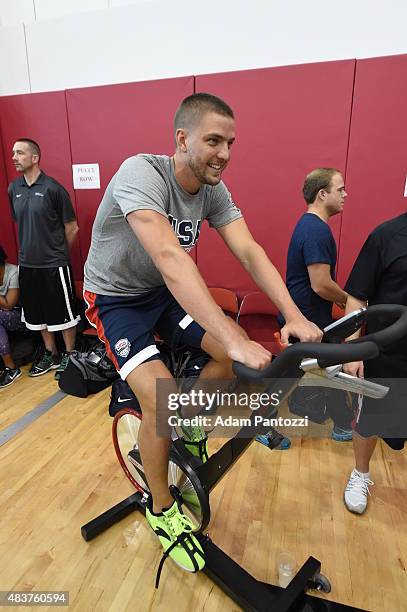 Chandler Parsons of USA Mens National Team participates in minicamp at UNLV on August 12, 2015 in Las Vegas, Nevada. NOTE TO USER: User expressly...