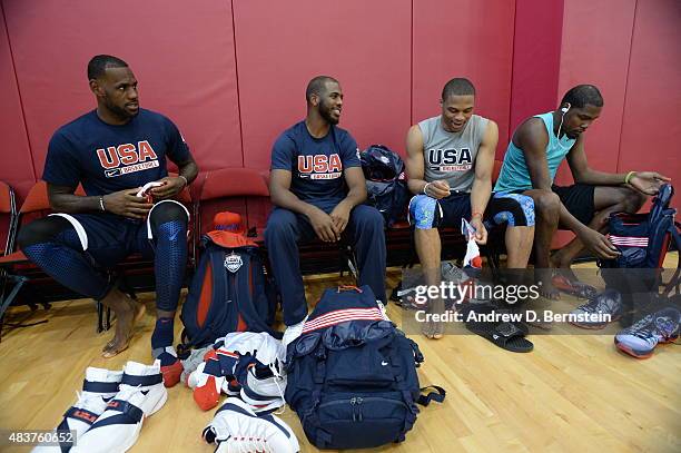 Members of USA Mens National Team participate in minicamp at UNLV on August 12, 2015 in Las Vegas, Nevada. NOTE TO USER: User expressly acknowledges...