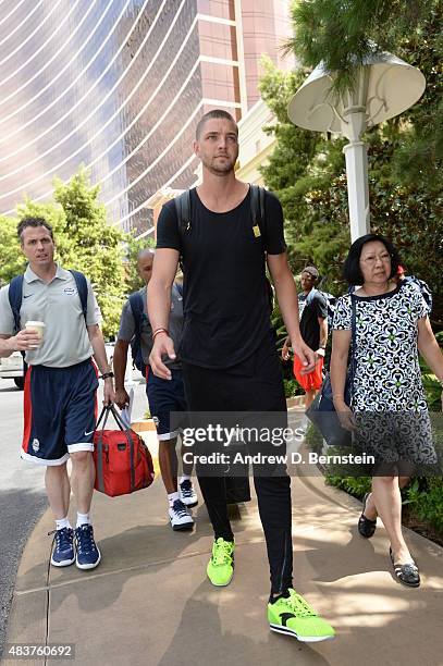 Chandler Parsons of USA Mens National Team participates in minicamp at UNLV on August 12, 2015 in Las Vegas, Nevada. NOTE TO USER: User expressly...