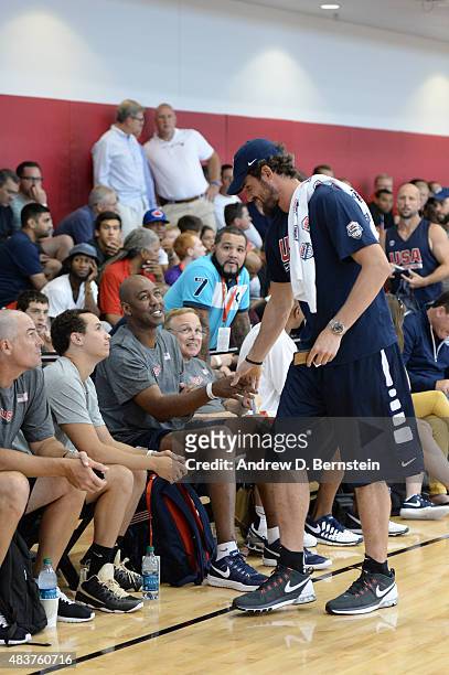 Kevin Love of USA Mens National Team participates in minicamp at UNLV on August 12, 2015 in Las Vegas, Nevada. NOTE TO USER: User expressly...