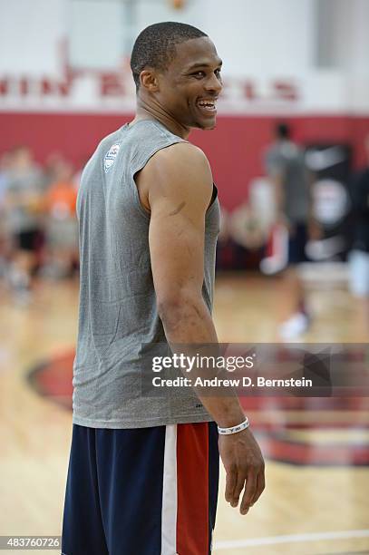 Russell Westbrook of USA Mens National Team participates in minicamp at UNLV on August 12, 2015 in Las Vegas, Nevada. NOTE TO USER: User expressly...