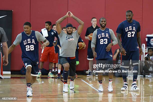 Members of USA Mens National Team participate in minicamp at UNLV on August 12, 2015 in Las Vegas, Nevada. NOTE TO USER: User expressly acknowledges...