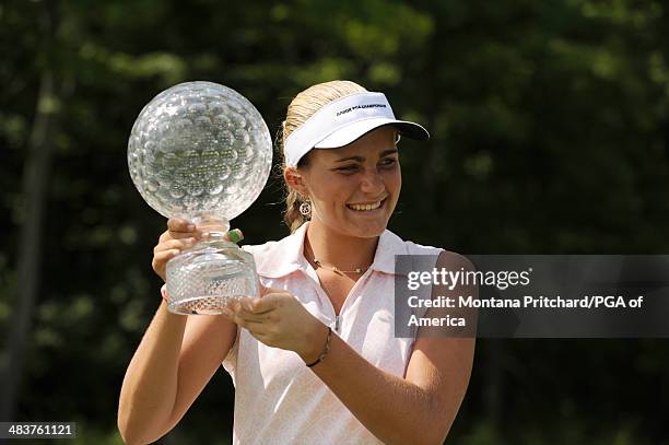 Girls Division Champion Alexis Thompson with her trophy at the awards ceremony on hole 18 green following the final round of play at the 34th Junior...