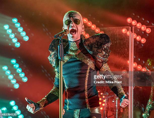 Singer Bill Kaulitz of Tokio Hotel performs during their "Feel It All World Tour 2015: Part 2 The Club Experience North America" at Irving Plaza on...