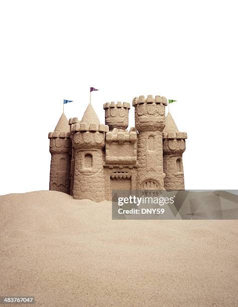 sandcastle - zandkasteel stockfoto's en -beelden