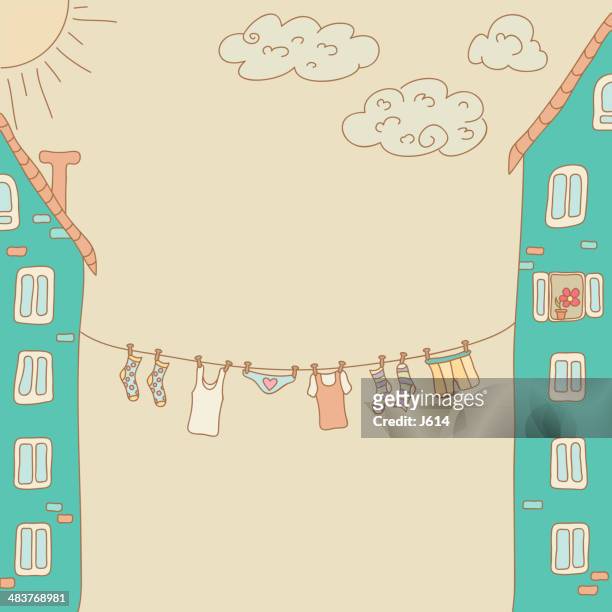 clothesline doodle - dry stock illustrations