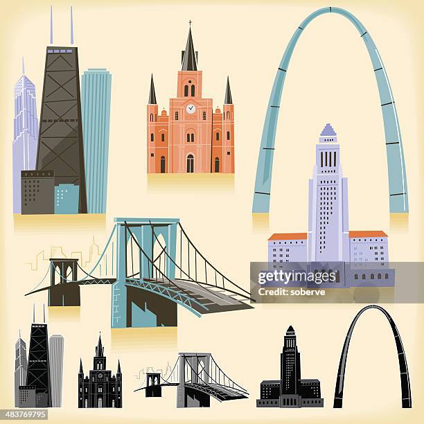 usa-sehenswürdigkeiten - brücke stock-grafiken, -clipart, -cartoons und -symbole