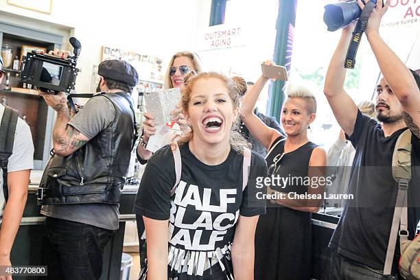 Social media influencer Mahogany Lox attends the 6th annual Kiehl's LifeRide for amfAR celebration at Kiehl's Since 1851 on August 12, 2015 in Santa...