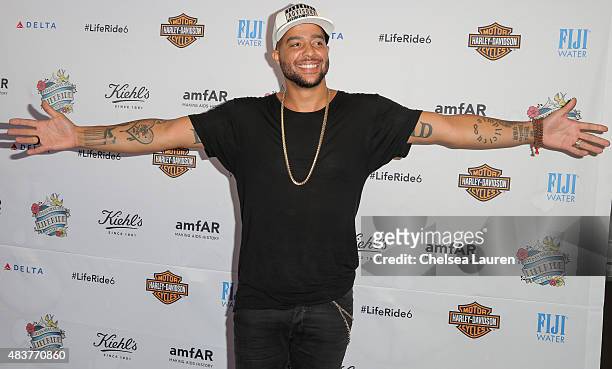 Recording artist Sky Blu of LMFAO arrives at the 6th annual Kiehl's LifeRide for amfAR celebration at Kiehl's Since 1851 on August 12, 2015 in Santa...