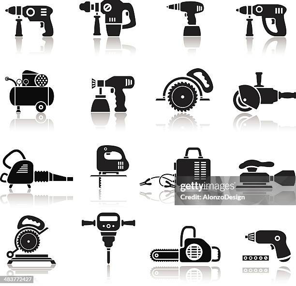 illustrations, cliparts, dessins animés et icônes de power outils icônes série - leaf blower