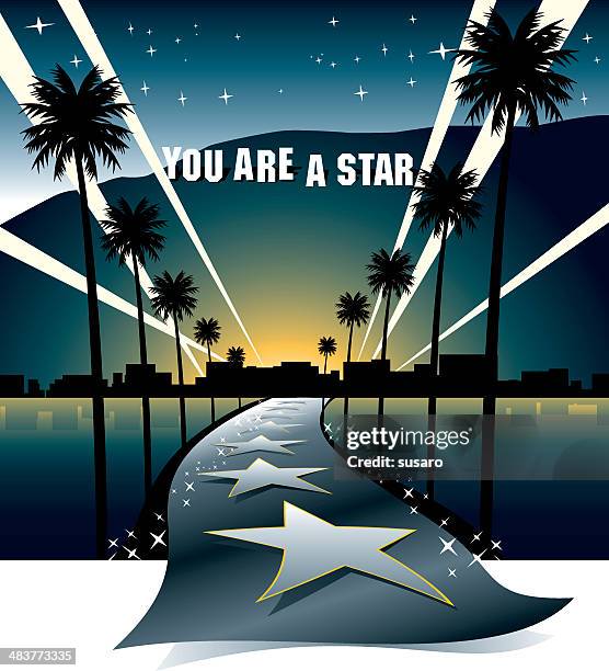 bildbanksillustrationer, clip art samt tecknat material och ikoner med street to the stars - hollywood kalifornien