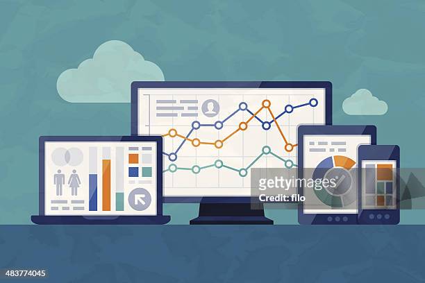 statistics and analysis - computer stock illustrations