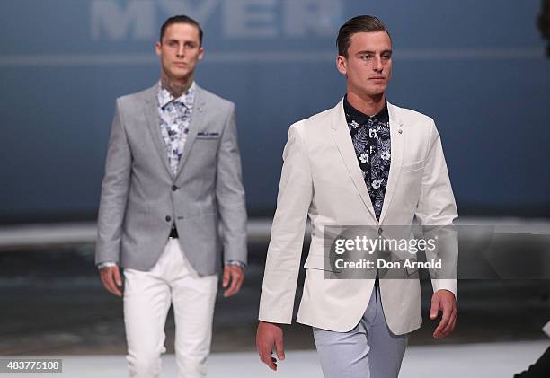 Models showcase designs by Politix during rehearsal ahead of the Myer Spring 2015 Fashion Launch on August 13, 2015 in Sydney, Australia.