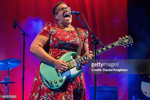 Musician Brittany Howard of Alabama Shakes performs on stage at Cal Coast Credit Union Open Air Theatre on August 12, 2015 in San Diego, California.