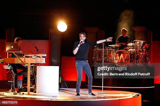 Singer Christophe Willem performs in his Christophe Willem Show during the 31th Ramatuelle Festival : Day 12 and last day, on August 12, 2015 in...