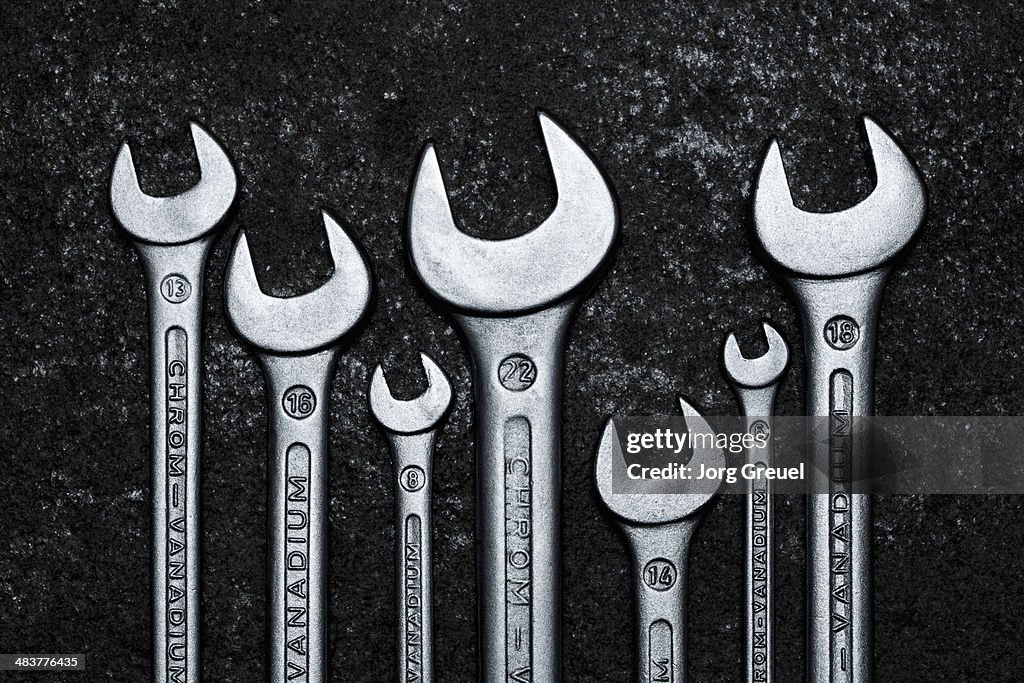 Wrenches in various sizes