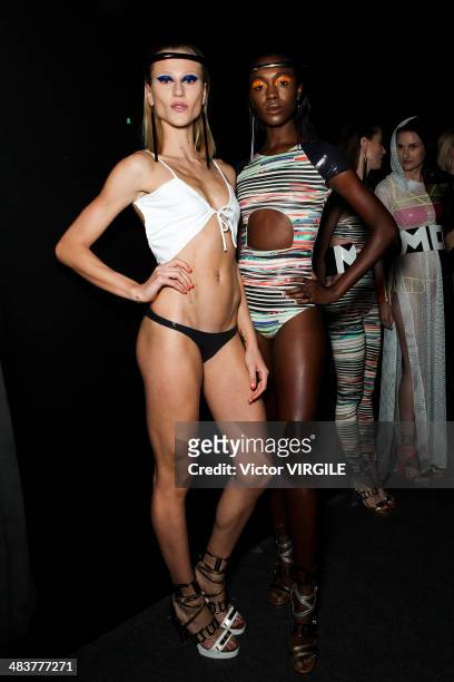 Backstage and atmosphere during Movimento show at Sao Paulo Fashion Week Spring Summer 2014/2015 at Parque Candido Portinari on April 3, 2014 in Sao...