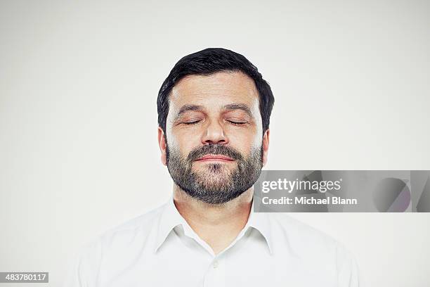 head and shoulders portrait - man with white shirt stock pictures, royalty-free photos & images