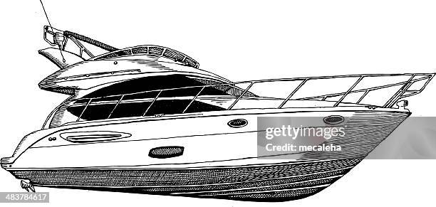 yacht - motor boat stock illustrations