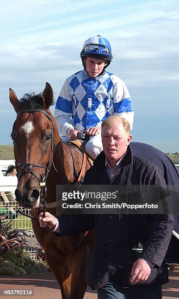 Jockey Ryan Moore with his father Garry at Brighton racecourse, September 23rd 2004.